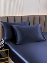 [Bleu Foncé] SilkSilky-FR 30Momme Taies d'Oreiller 003