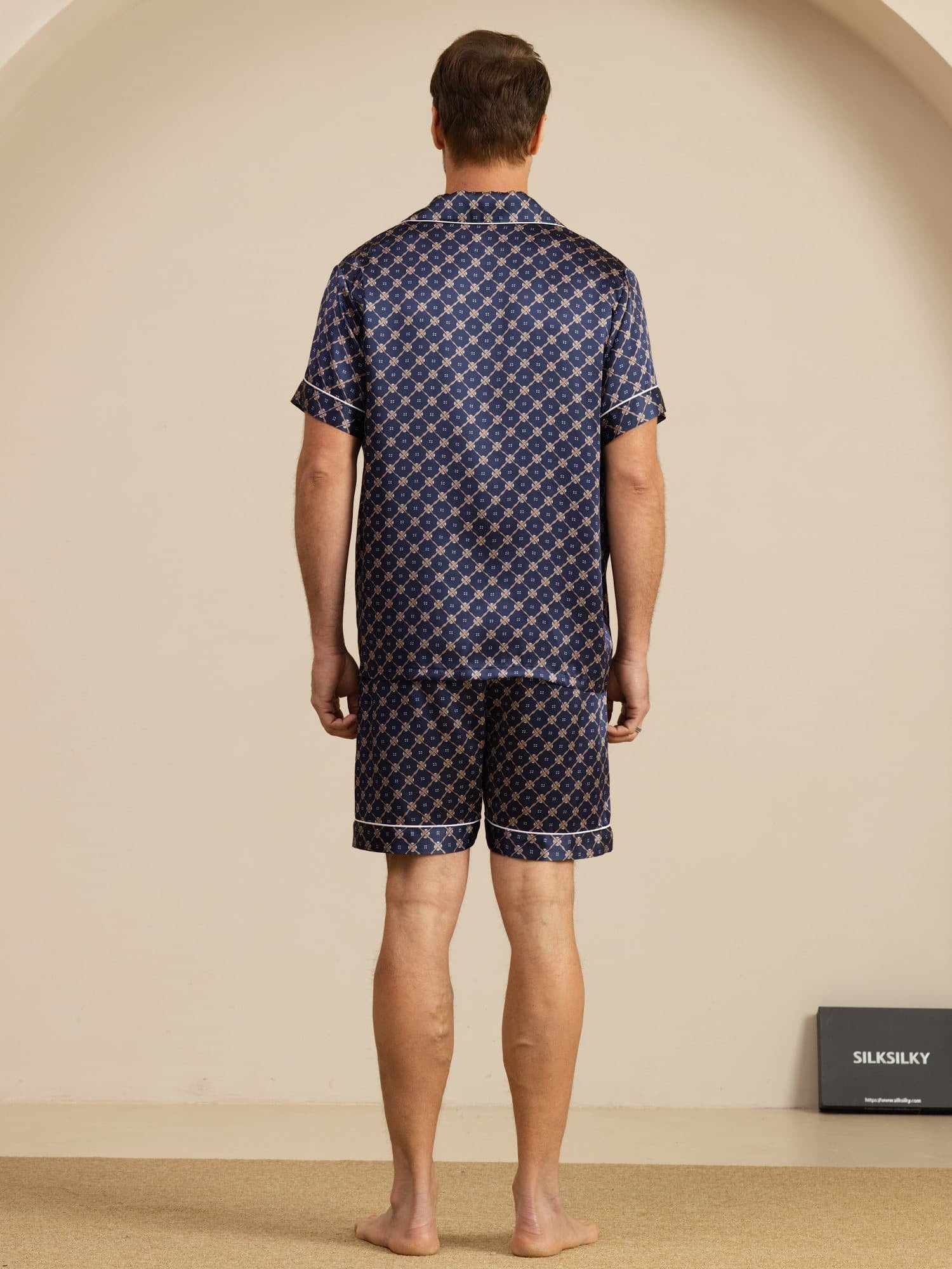 [Chaîne Marine] SilkSilky-FR Short Sleeve Lapel Collar Homme Pyjamas 002