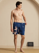 [Bleu Foncé] SilkSilky-FR Mens Sleep Bottoms 007