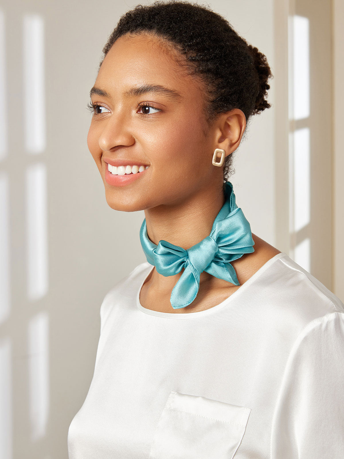 [Bleu Royal] SilkSilky-FR Pure Soie Scarf 003