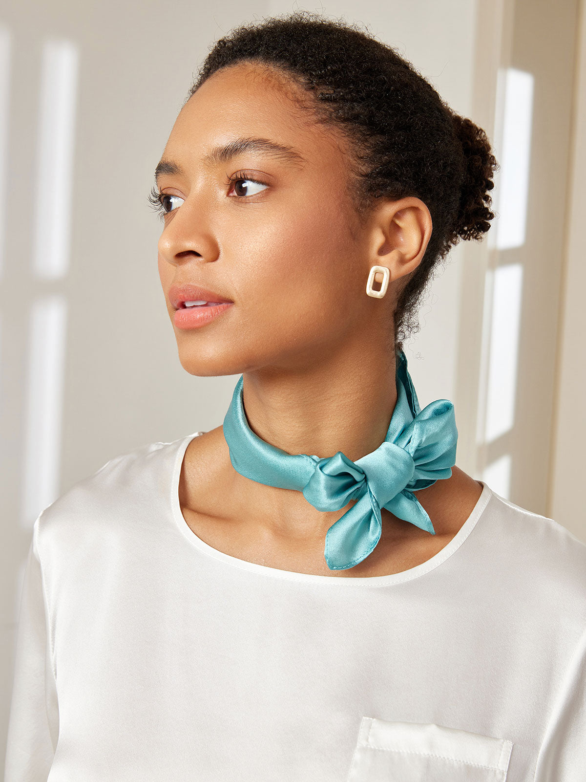 [Bleu Royal] SilkSilky-FR Pure Soie Scarf 002