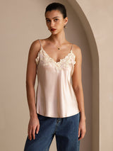 [Rose] SilkSilky-FR Sleeveless V Neck Top À Fines Brides 003