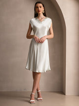 [Vert Clair] SilkSilky-FR Cap Sleeve V Neck Chemises de nuit 005