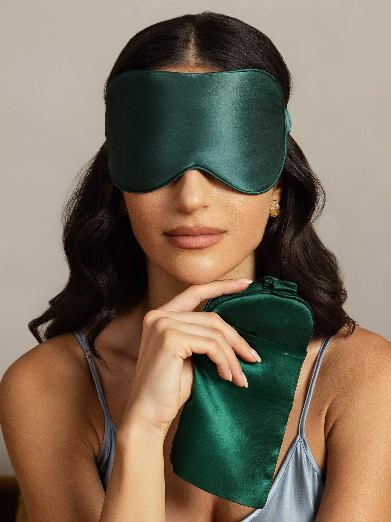 [VertFoncé] SilkSilky-FR Soie Eye Mask 006