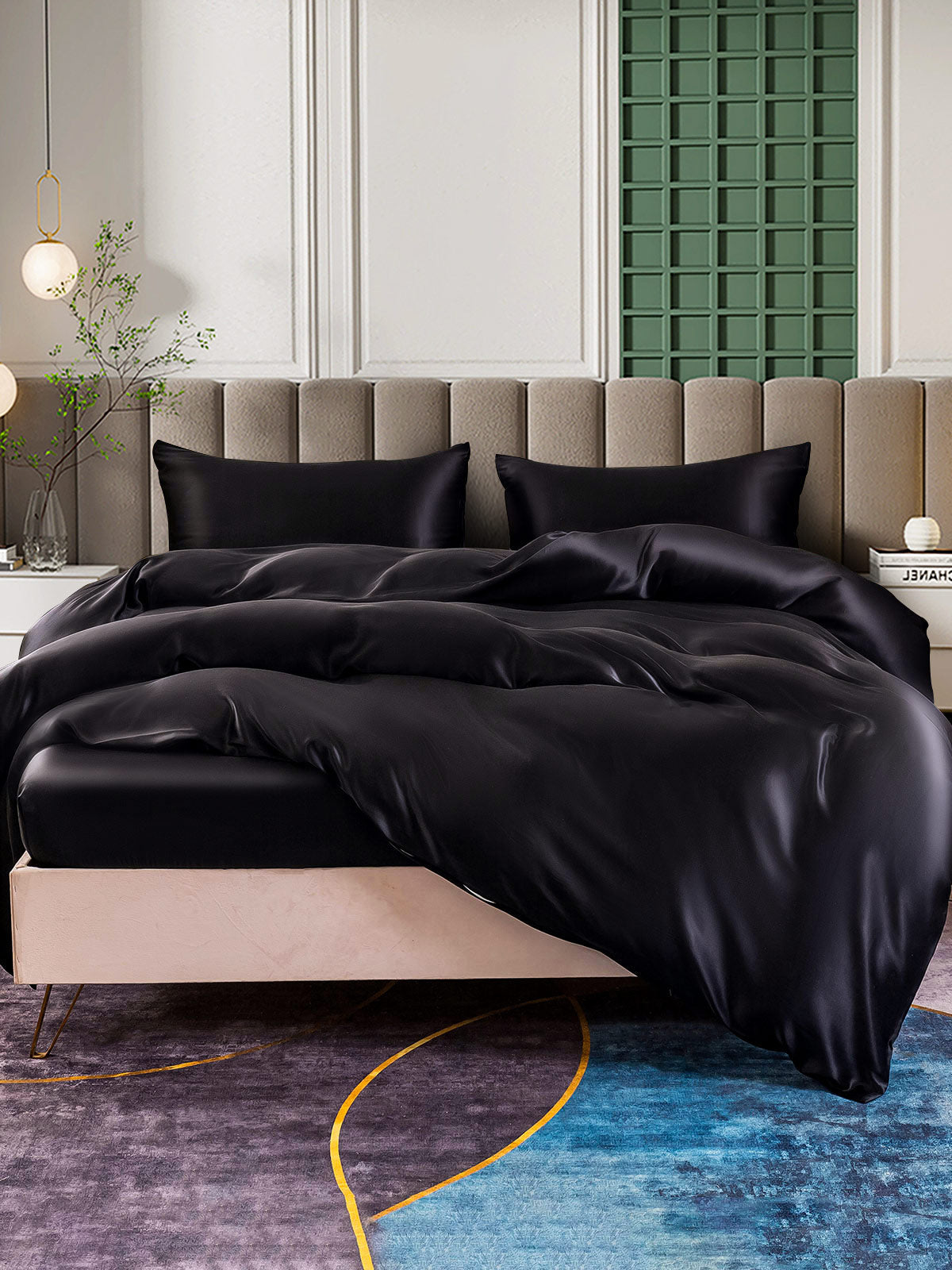 SilkSilky FR 25Momme Pure Soie Bedding Set Noir 004