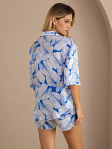 [Feuille de Glace] SilkSilky-FR Short Sleeve Notch Collar Femme Pyjamas 002