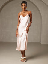 [Rose] SilkSilky-FR Sleeveless V Neck Robes 004