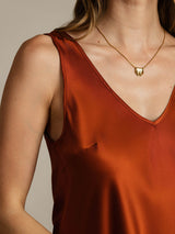 [Caramel] SilkSilky-FR Sleeveless V Neck Top À Fines Brides 005