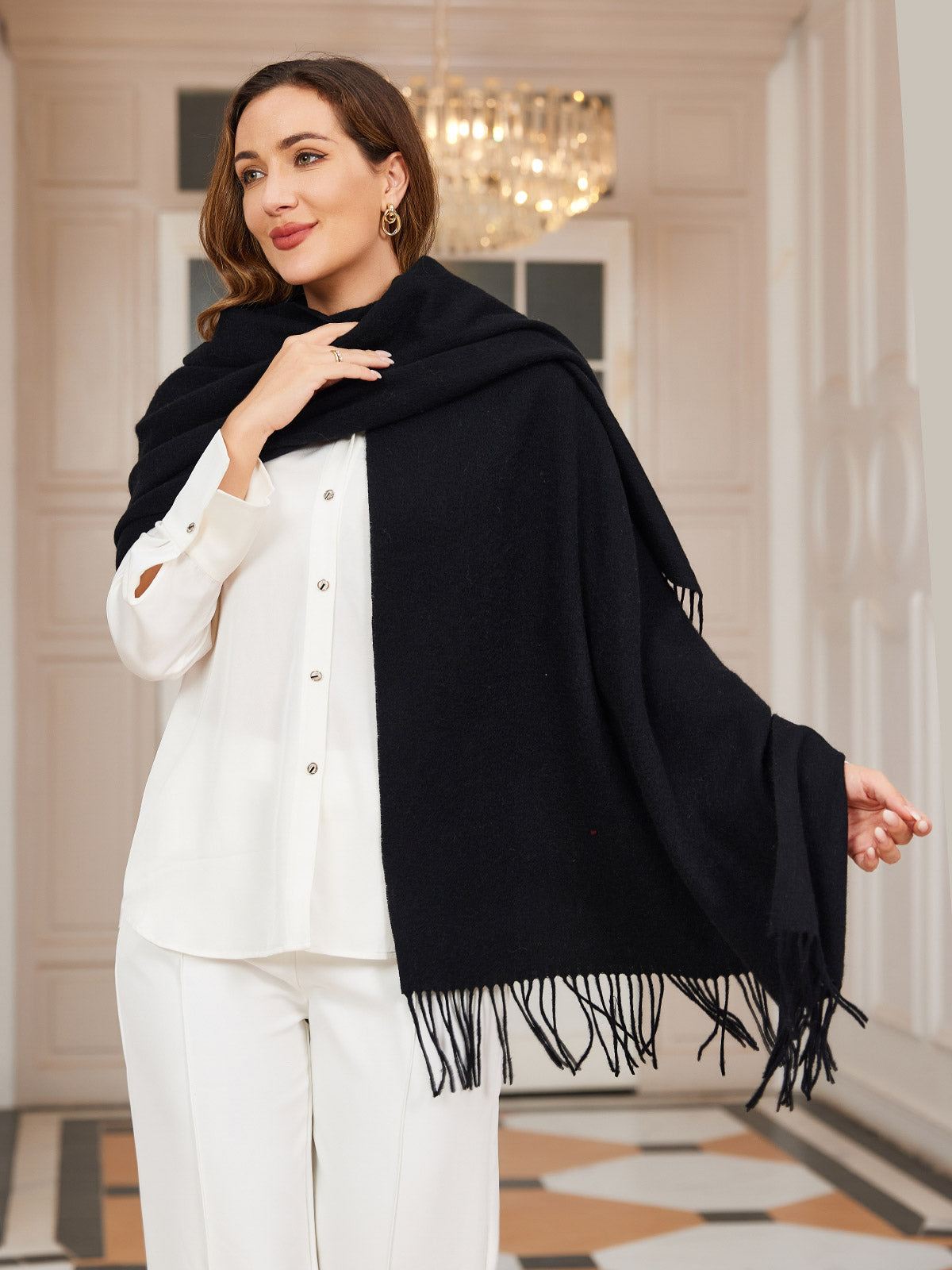 [Noir] SilkSilky-FR Laine Scarf 004