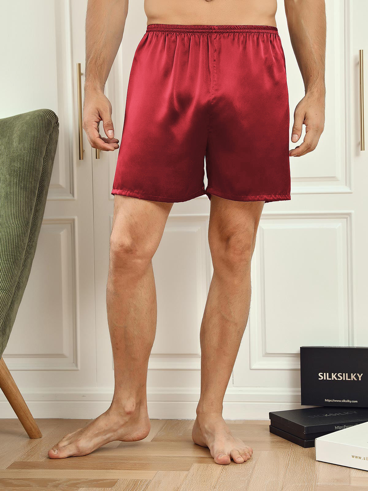 [Rouge Vineux] SilkSilky-FR 19Momme Mens Sleep Bottoms 001