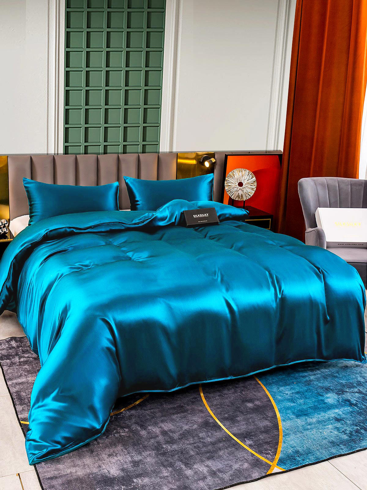 [Bleu Royal] SilkSilky-FR 25Momme Pure Soie Bedding Set 004