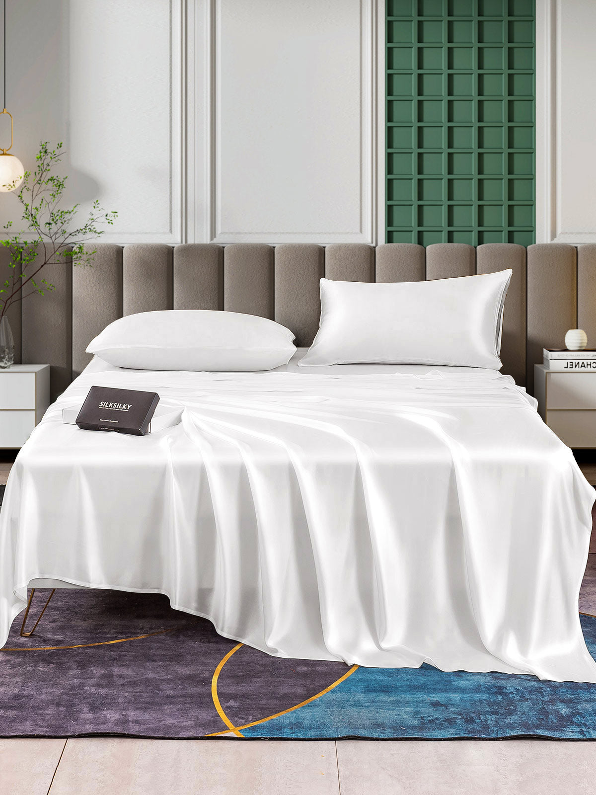 [Blanc] SilkSilky-FR 25Momme Pure Soie Bedding Set 001