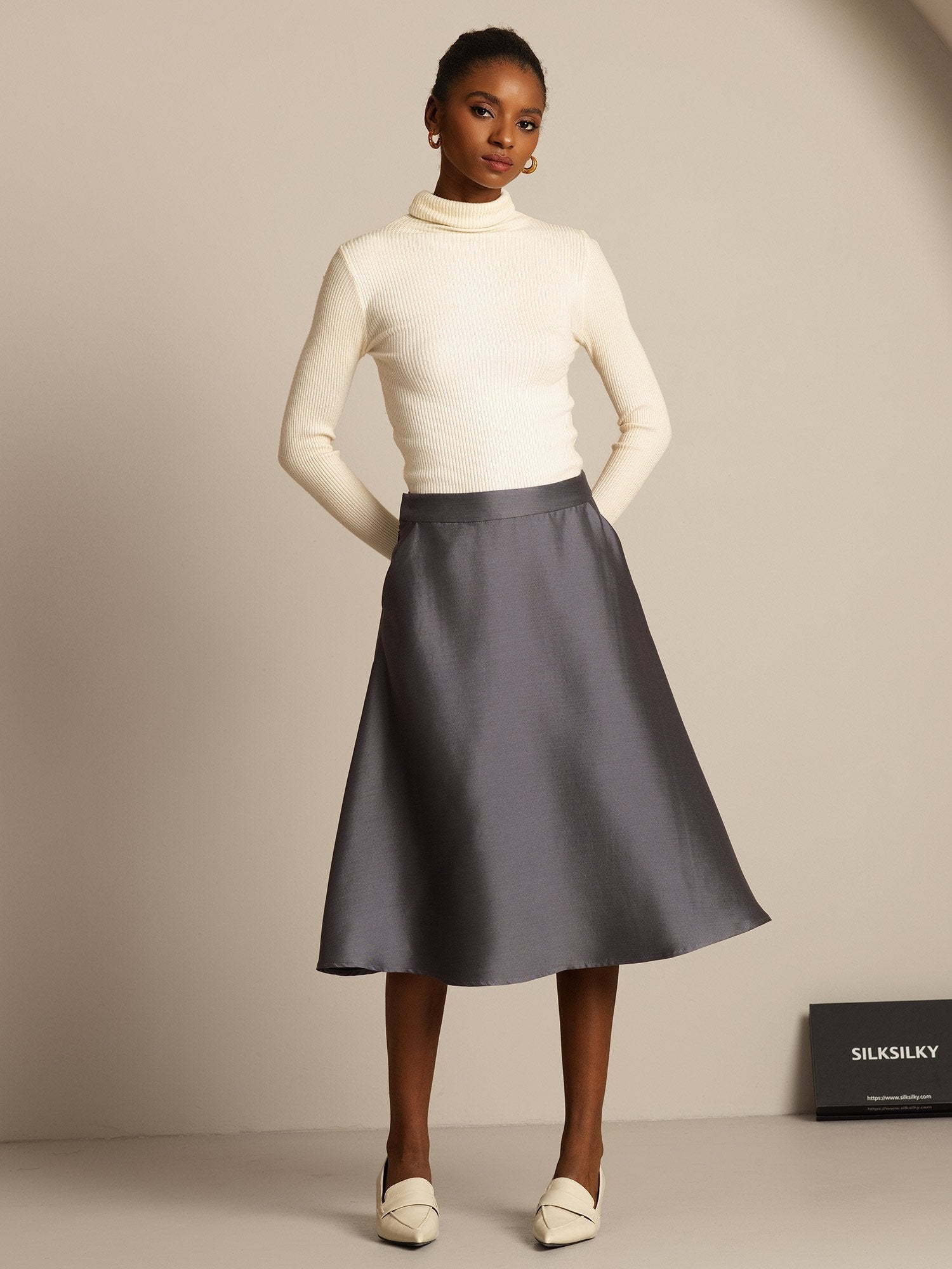 [Gris] SilkSilky-FR 32Momme Soie Skirt 008,