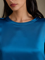 [Bleu Royal] SilkSilky-FR 3/4 Sleeve Round Neck Robes 004