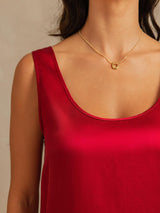 [Rouge Vineux] SilkSilky-FR 19Momme Sans manches Encolure Dégagée Femme Pyjamas 004