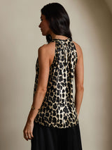 [Leopard] SilkSilky-FR 19Momme Soie Womens T-Shirt 002,