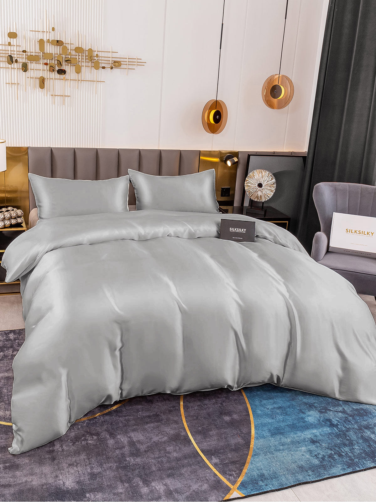 [Argent] SilkSilky-FR 19Momme Pure Soie Bedding Set 003