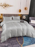 SilkSilky FR 19Momme Pure Soie Bedding Set Argent 003