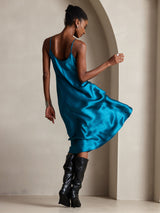 [Bleu Royal] SilkSilky-FR Sleeveless V Neck Robes 002