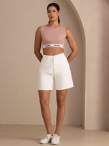 [Rose] SilkSilky-FR Sleeveless Crew Neck Top À Fines Brides 006