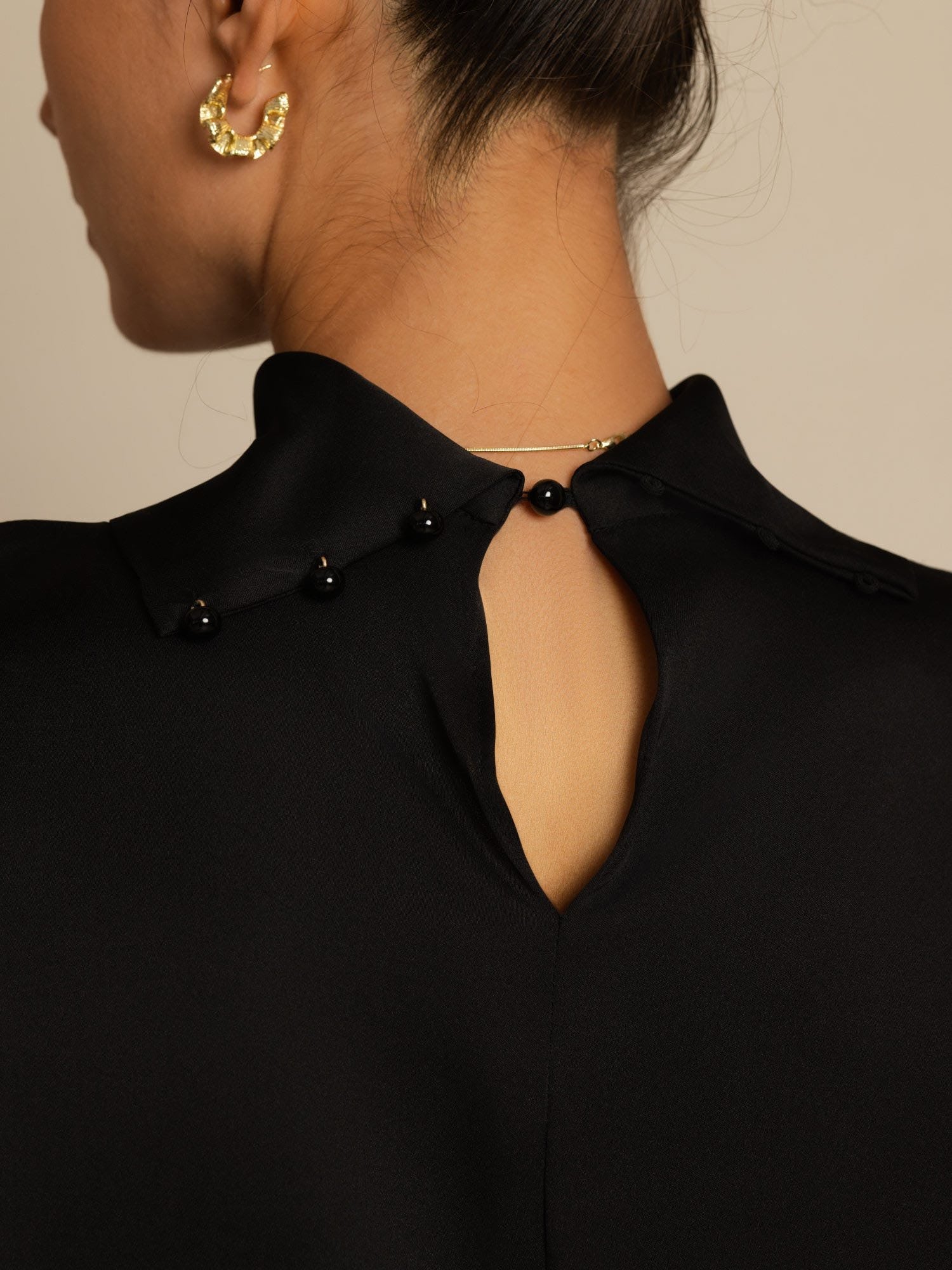 [Noir] SilkSilky-FR 19Momme Soie Manches longues Col Roulé Femme T-Shirt 004