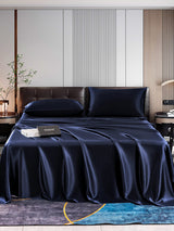 [Bleu Foncé] SilkSilky-FR 22Momme Pure Soie Bedding Set 001,