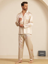[Champagne] SilkSilky-FR Long Sleeve Notch Collar Homme Pyjamas 005