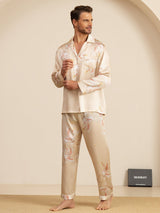 [Champagne] SilkSilky-FR Long Sleeve Lapel Collar Homme Pyjamas 005