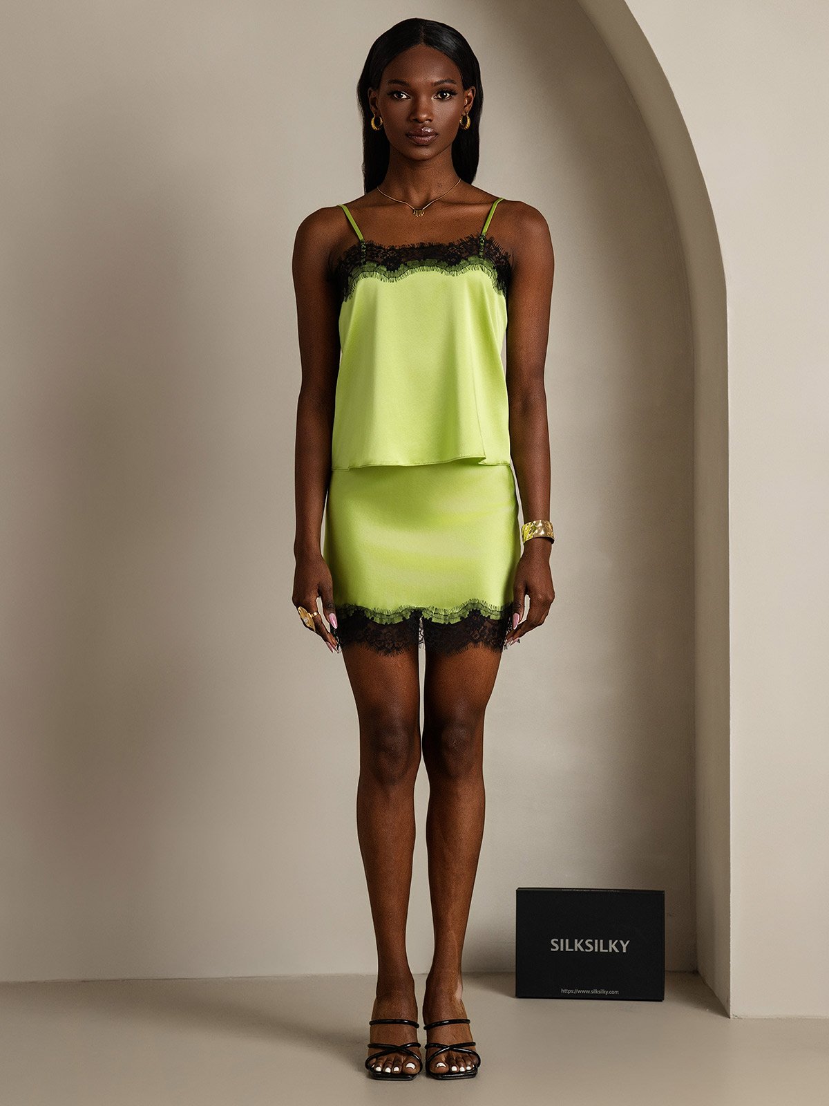 [Vert Menthe] SilkSilky-FR 19Momme Soie Skirt 007