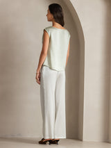 [Vert Clair] SilkSilky-FR Cap Sleeve Cowl Neck Femme T-Shirt 004