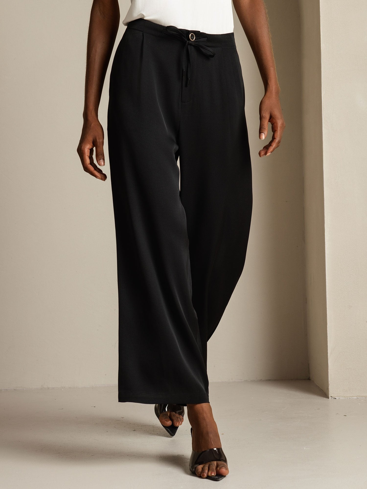 [Noir] SilkSilky-FR 19Momme Soie Womens Pants 003