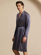 [Ginkgo Marine] SilkSilky-FR Long Sleeve V Neck Homme Peignoir 005