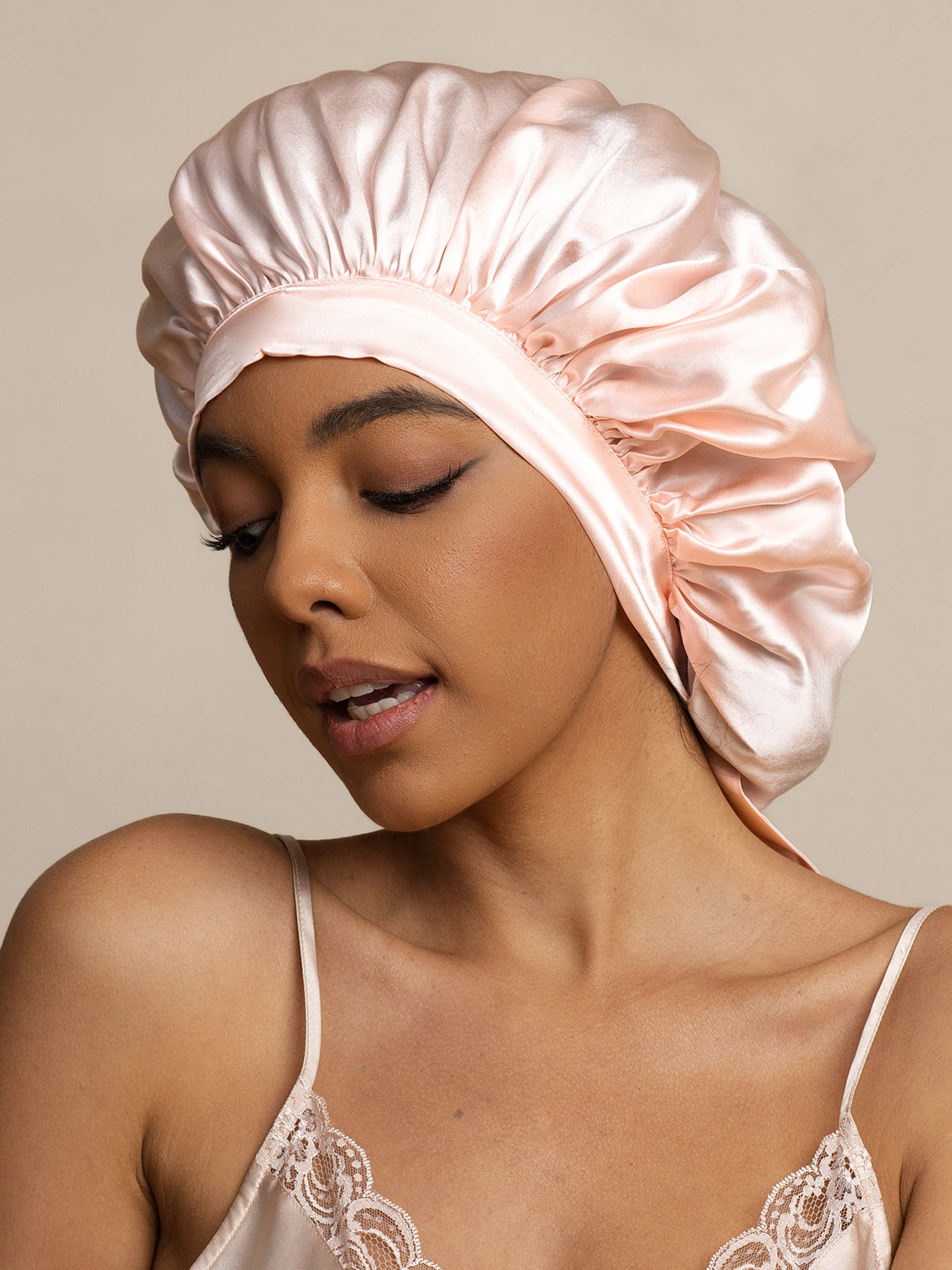 SilkSilky-FR Pure Soie Sleep Cap RoseClair 003