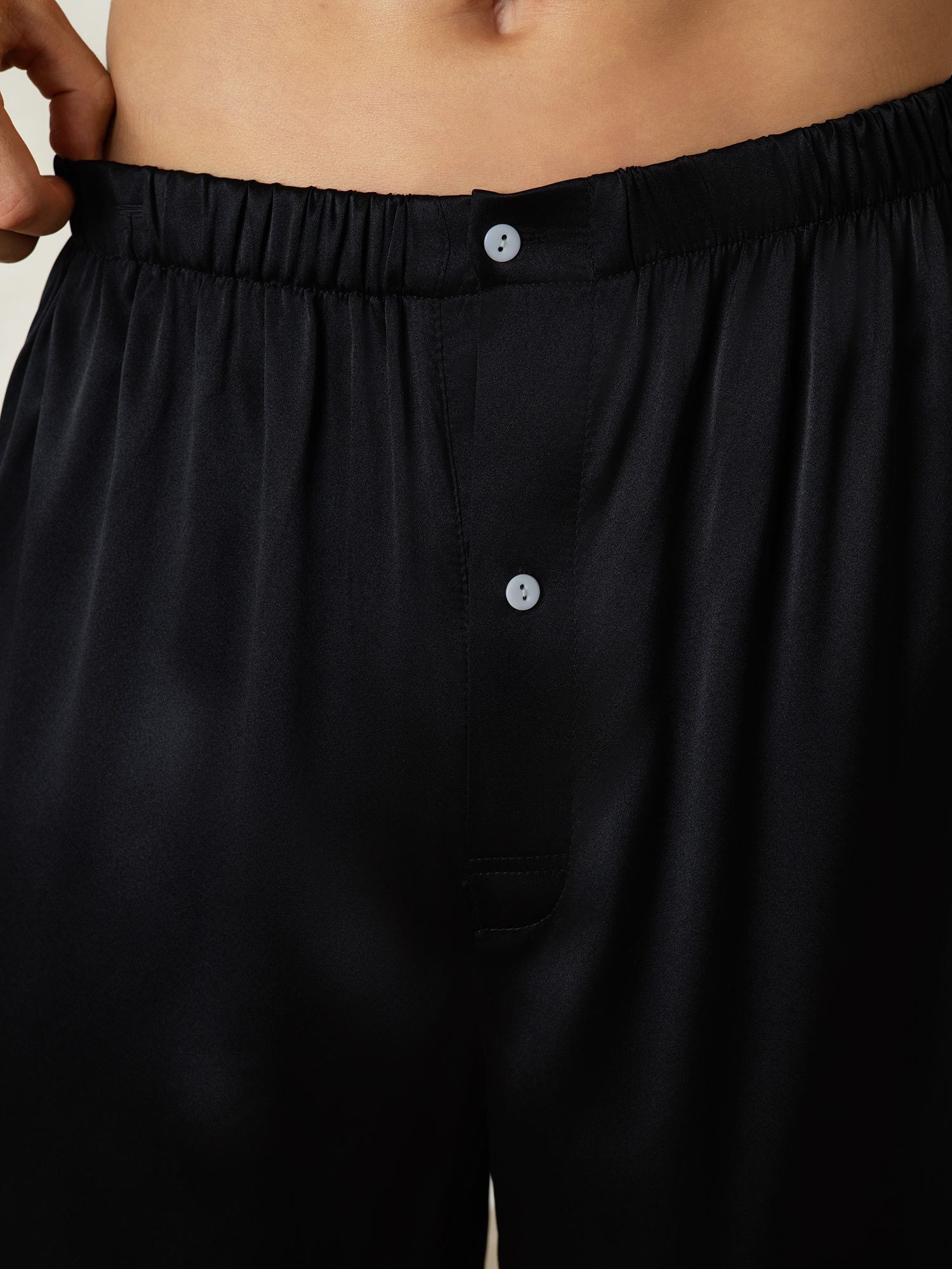 [Noir] SilkSilky-FR Soie Mens Sleep Bottoms 006