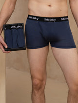 [Bleu Foncé] SilkSilky-FR 100% Silk Jersey Homme Sous-vêtements 001