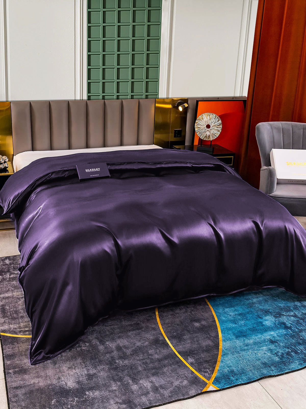 SilkSilky-FR 25Momme Pure Soie Duvet Cover VioletFoncé 003