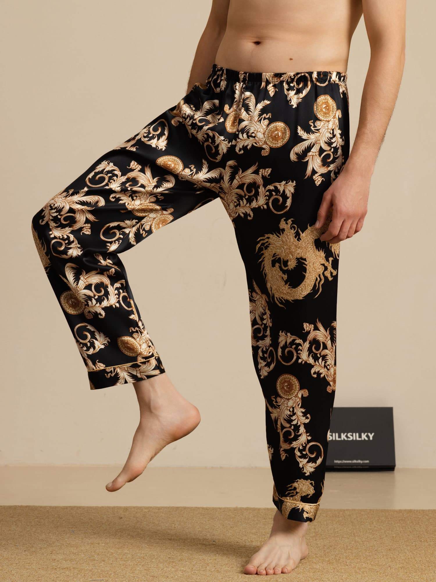 [Dragon Noir] SilkSilky-FR Mens Sleep Bottoms 001