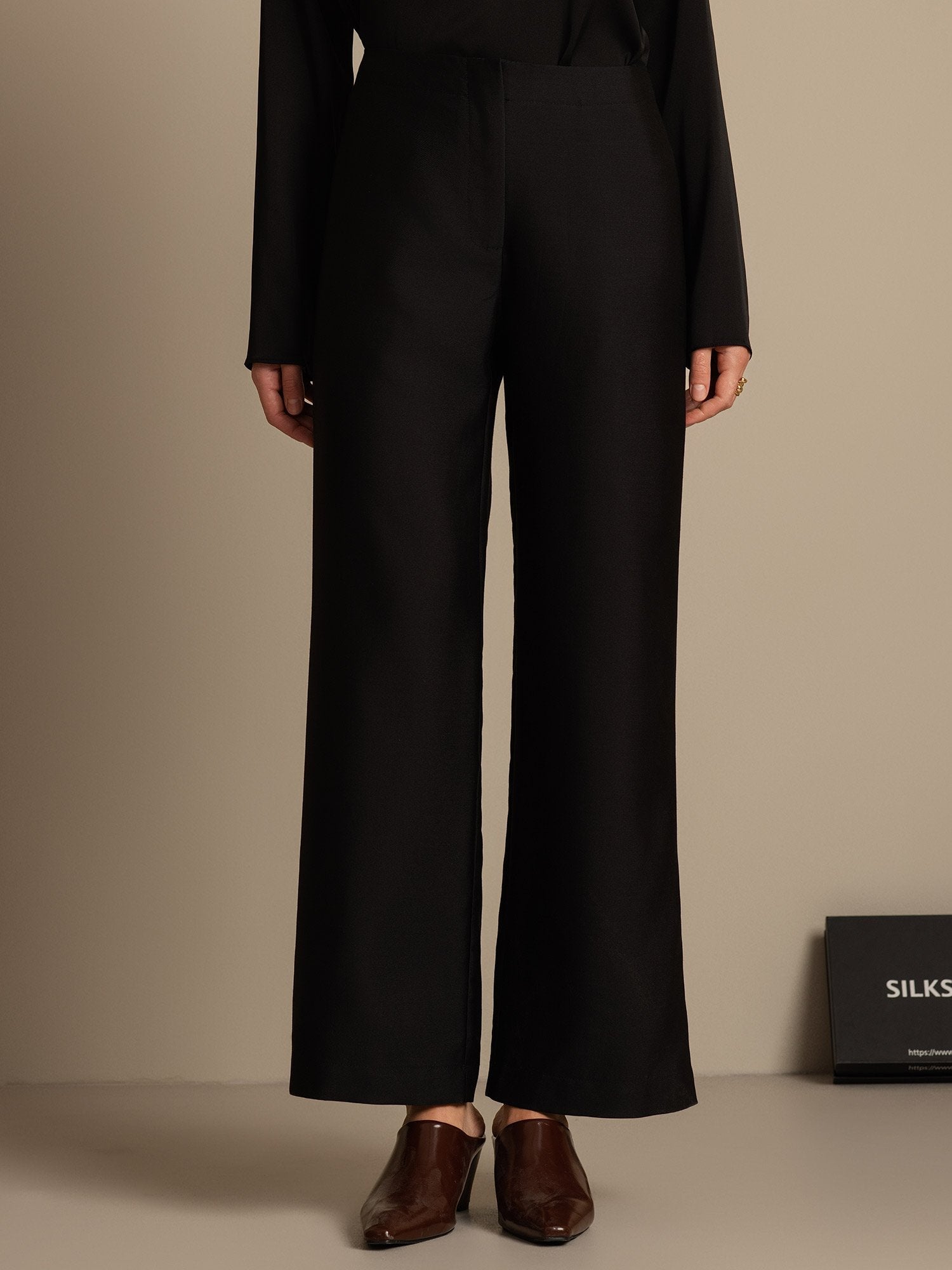 [Noir] SilkSilky-FR 32Momme Soie Womens Pants 001,