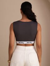 [Gris] SilkSilky-FR Sleeveless Crew Neck Top À Fines Brides 002