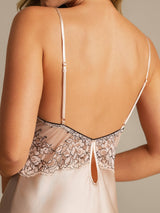 [Rose] SilkSilky-FR Sleeveless Deep V Neck Chemises de nuit 004