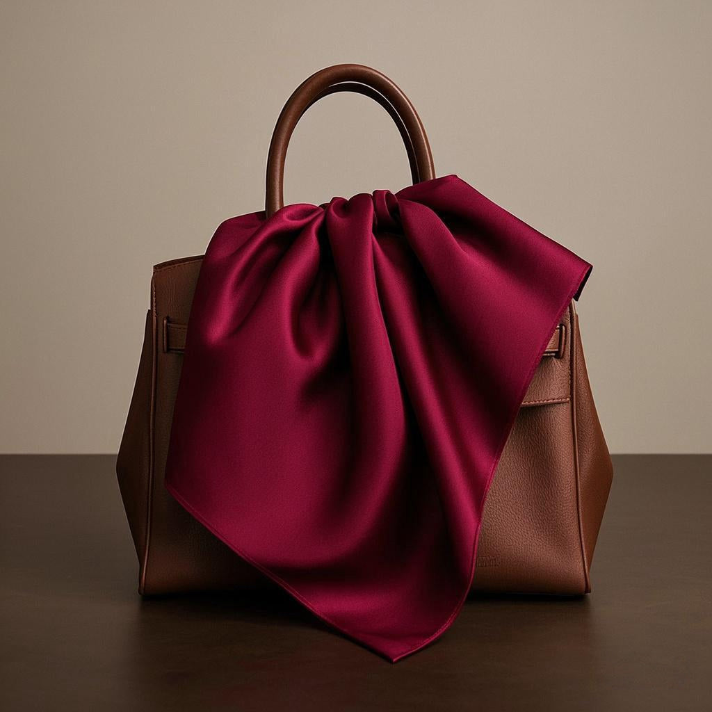 [Rouge Foncé] SilkSilky-FR Pure Soie Scarf 002