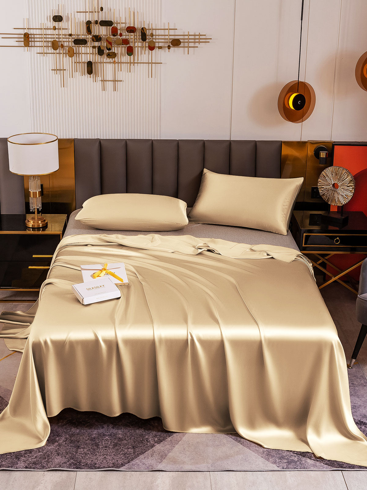 [Beige] SilkSilky-FR 19Momme Pure Soie Bedding Set 002