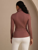 [Cameo Rose] SilkSilky-FR Long Sleeve Turtle Neck Femme T-Shirt 002