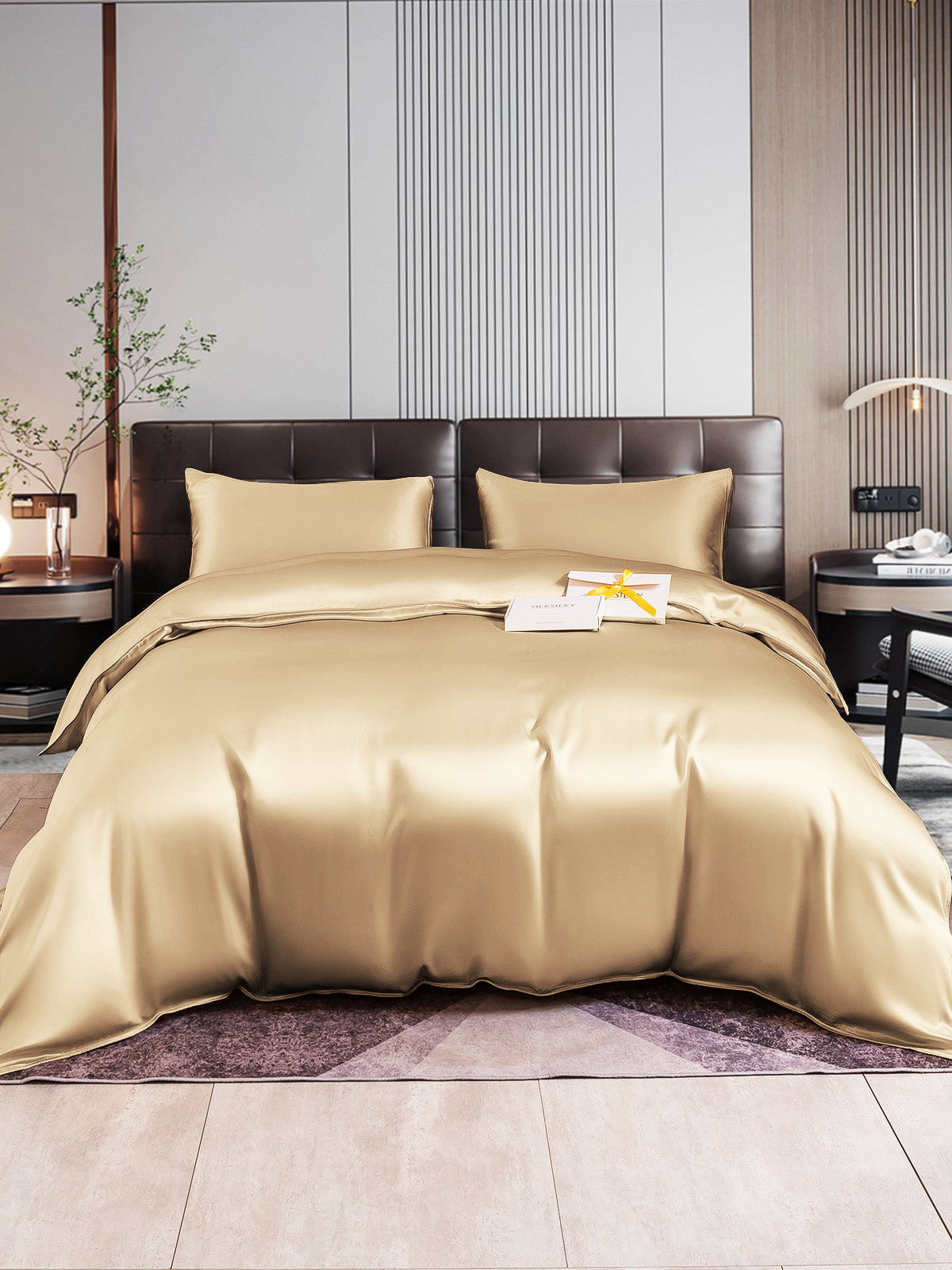 [Beige] SilkSilky-FR 22Momme Pure Soie Bedding Set 001