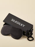 SilkSilky FR 19Momme Pure Soie Eye Mask Noir 001