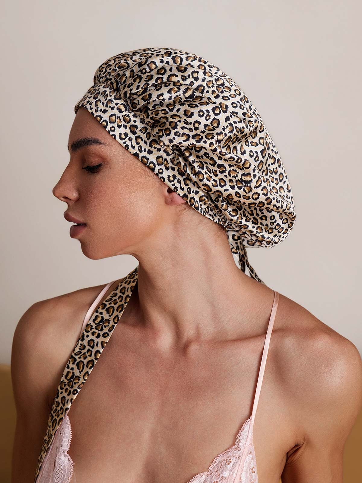 [Leopard] SilkSilky-FR Pure Soie Sleep Cap 007