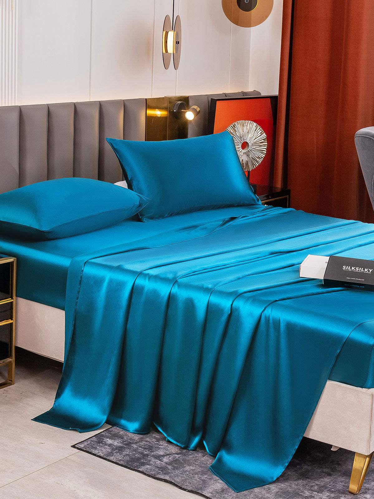 [Bleu Royal] SilkSilky-FR 19Momme Pure Silk Bedding Set 003