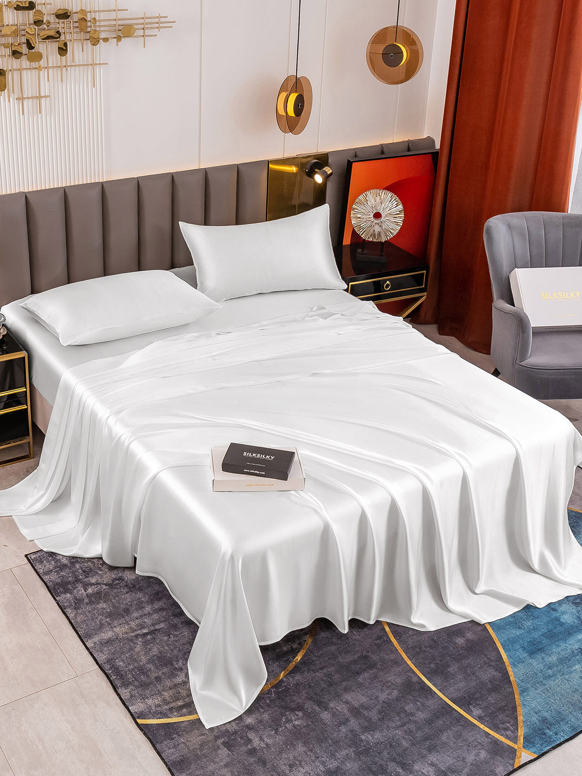 [Blanc] SilkSilky-FR 19Momme Pure Silk Bedding Set 001
