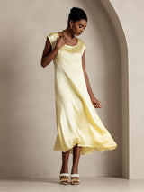 [Jaune Clair] SilkSilky-FR Cap Sleeve Robes 004