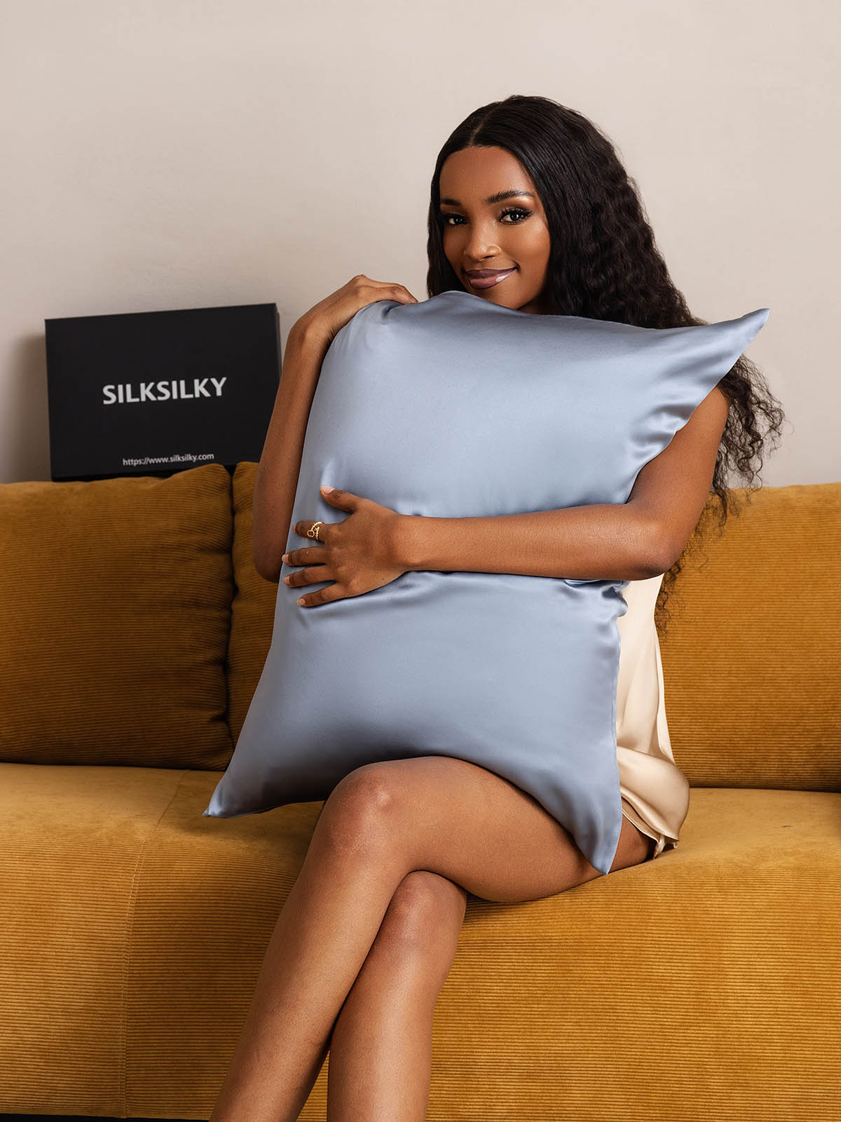 [Bleu Grisâtre] SilkSilky-FR 22Momme Pure Soie Pillowcase 006